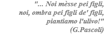 "... Noi mèsse pei figli, noi, ombra pei figli de' figli, piantiamo l'ulivo!" (G.Pascoli)